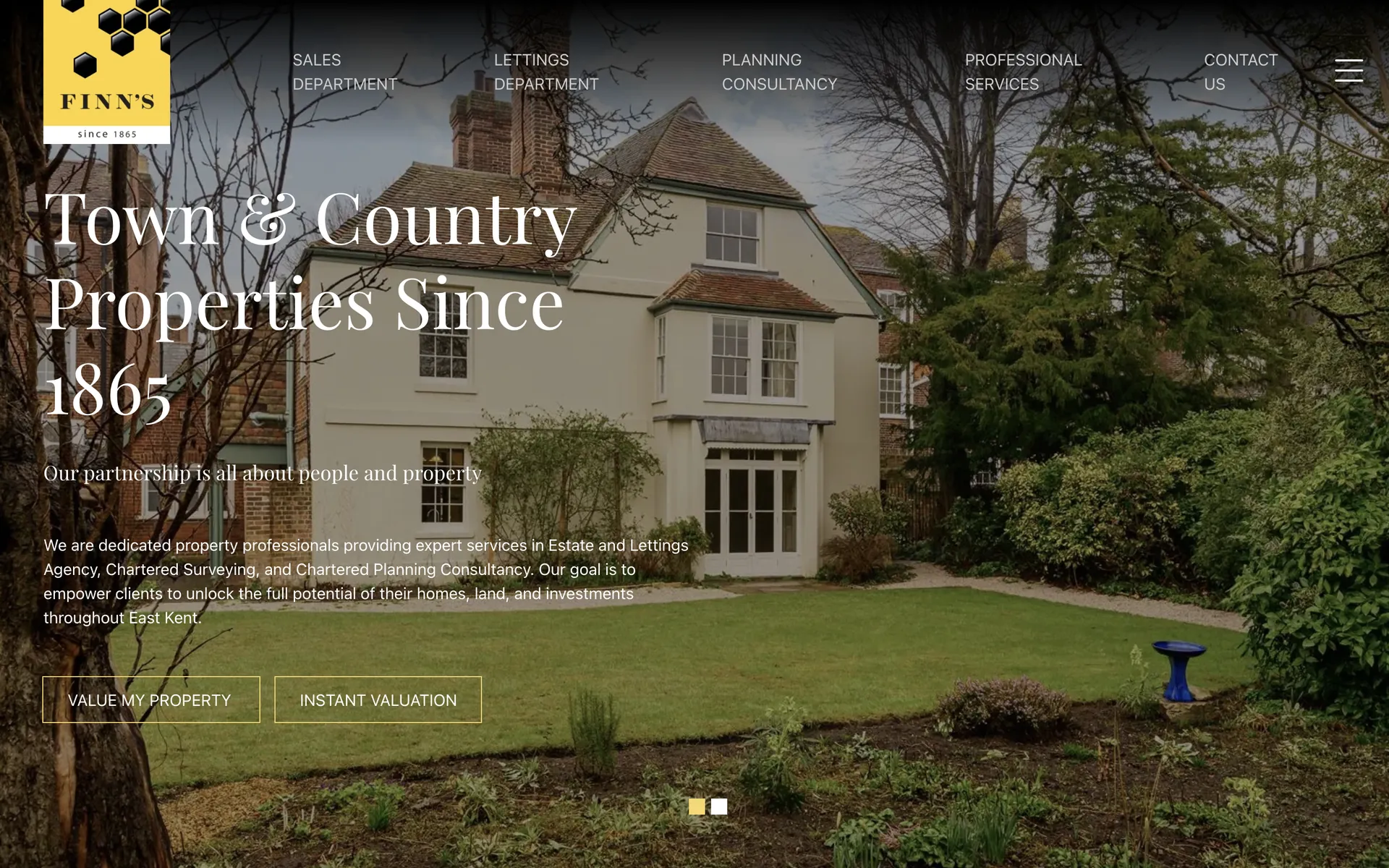 An estate agency homepage built by HIVE